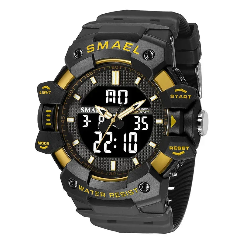 Quartz Watches Male Clock SMAEL Brand Wristwatches 50M Waterproof Stopwatch Week Display Alarm Clocks 8080 Men Watch Sports Time