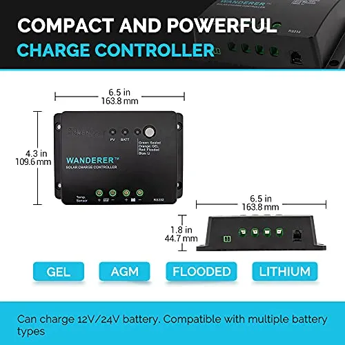 Renogy 100 Watt 12 Volt Solar Panel Starter Kit with 100W Monocrystalline Solar Panel   30A PWM Charge Controller   Adaptor Kit   Tray Cables   Mounting Z Brackets for RV Boats Trailer Off-Grid System