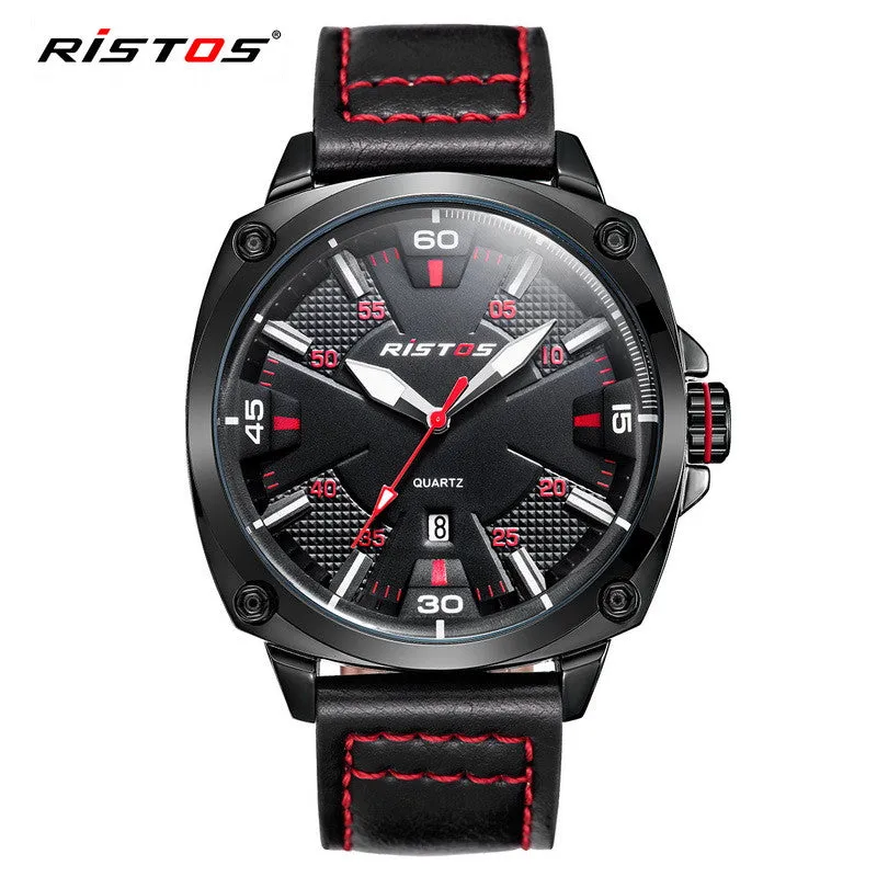 Ristos New Luxury Brand Fashion Sport Quartz Watch Men Business Watch Russia Army Military Corium Leather Strap Wristwatch