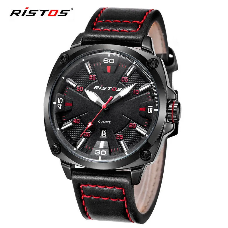 Ristos New Luxury Brand Fashion Sport Quartz Watch Men Business Watch Russia Army Military Corium Leather Strap Wristwatch