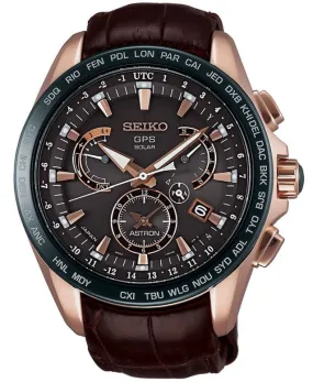 Seiko Astron GPS Solar Novak Djokovic World Time Leather Men's Watch SSE060J1