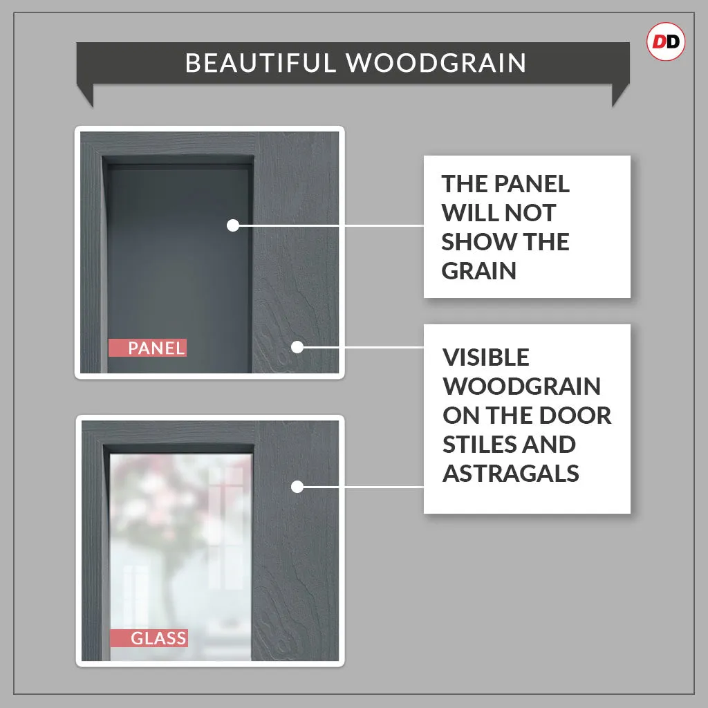 Single Sliding Door & Premium Wall Track - Eco-Urban® Hampton 4 Pane Door DD6413SG Frosted Glass - 6 Colour Options