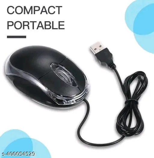 Sleek Black Wired Mouse - Fiber Material