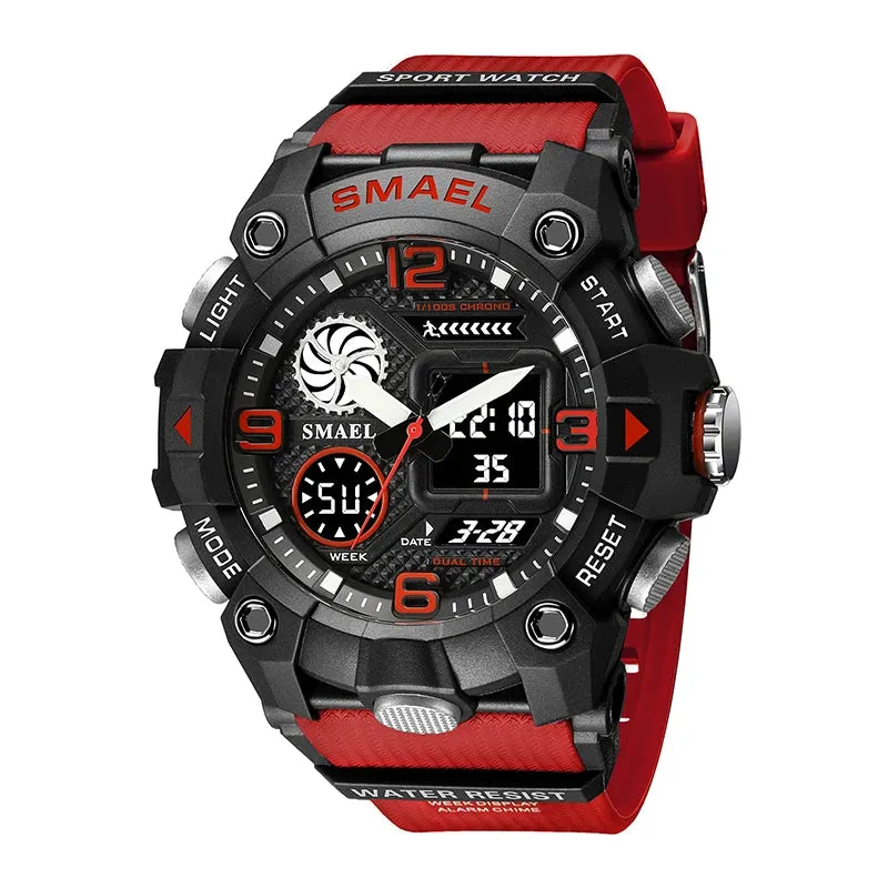 SMAEL Quartz Watch Sport 50M Waterproof Stopwatch Week Display LED Digital Alarm Clock Male 8055 Men Watches Sports Wristwatches