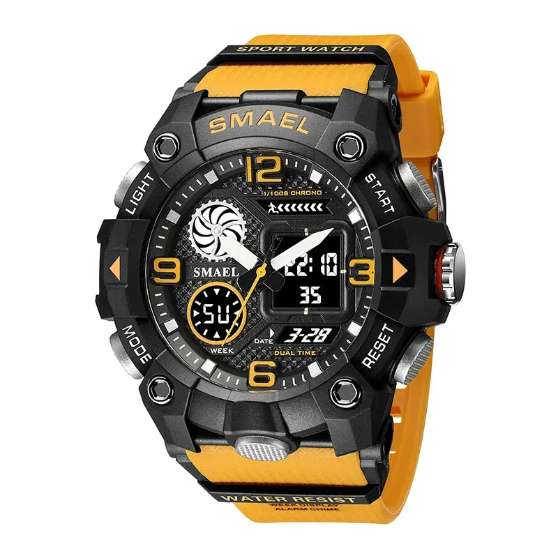 SMAEL Quartz Watch Sport 50M Waterproof Stopwatch Week Display LED Digital Alarm Clock Male 8055 Men Watches Sports Wristwatches