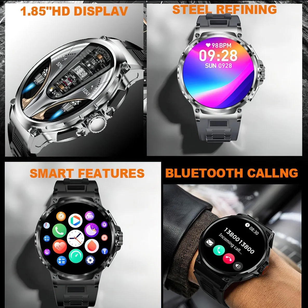 Smart watch HD Large Screen Bluetooth Calling Heart Rate Blood