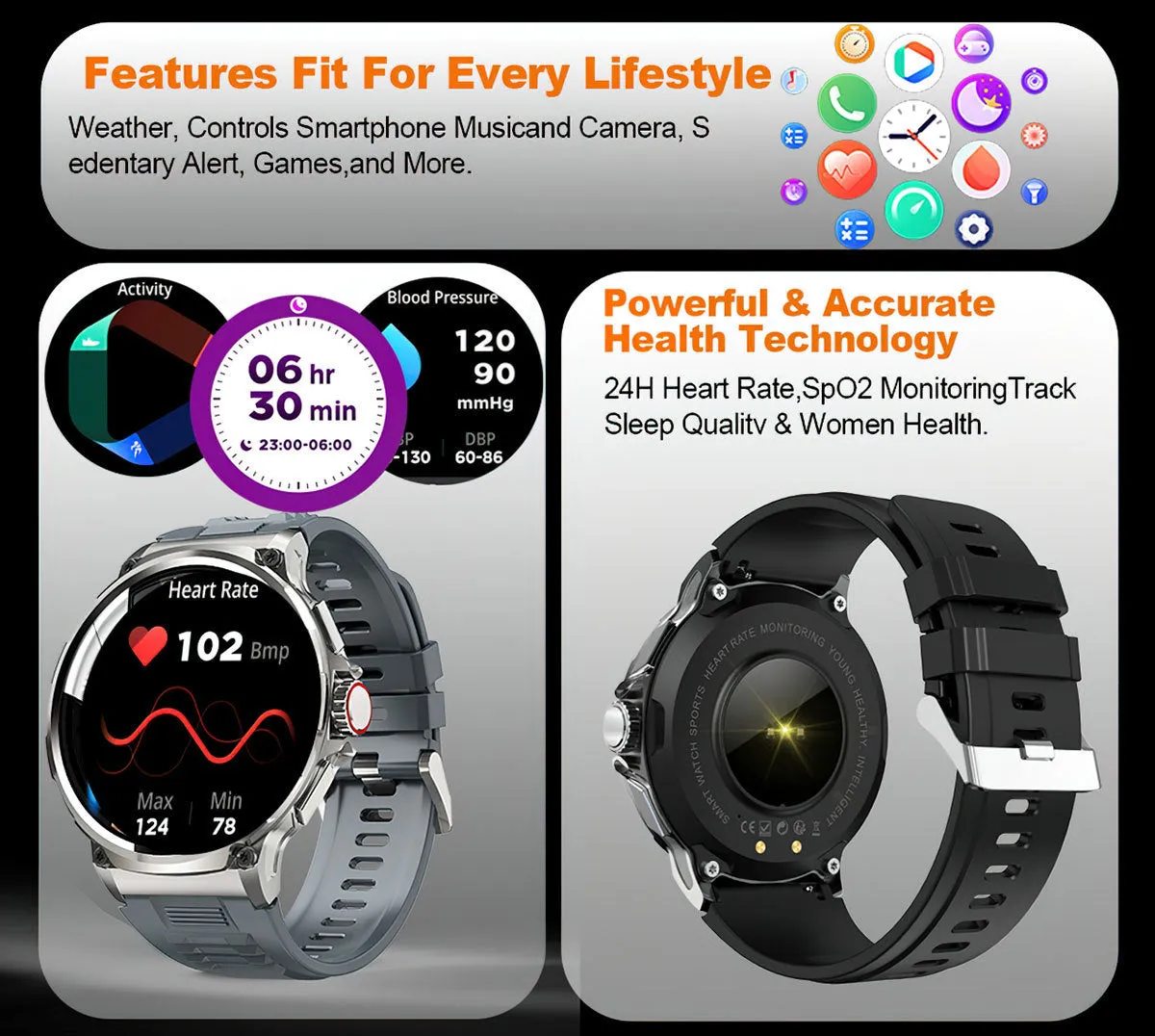 Smart watch HD Large Screen Bluetooth Calling Heart Rate Blood