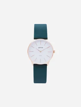 Solar Classic Appleskin Vegan Leather Watch | Rose Gold & Forest Green