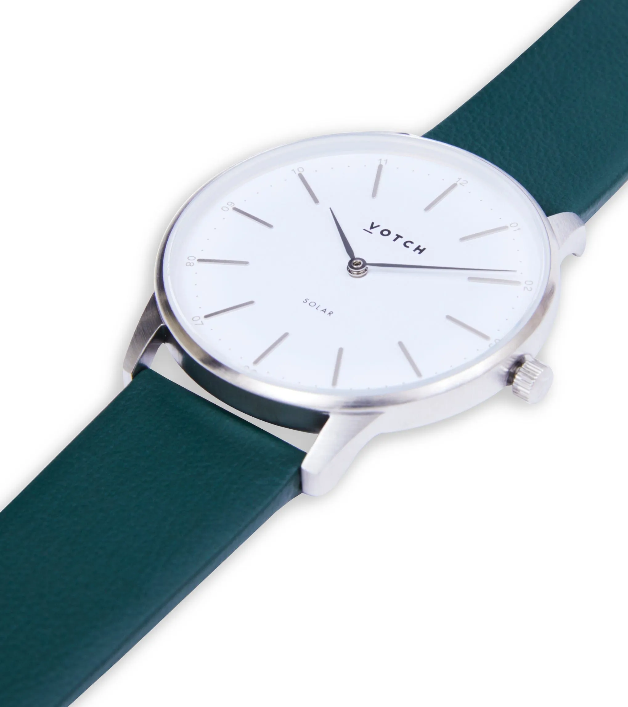 Solar Classic Appleskin Vegan Leather Watch | Silver & Forest Green