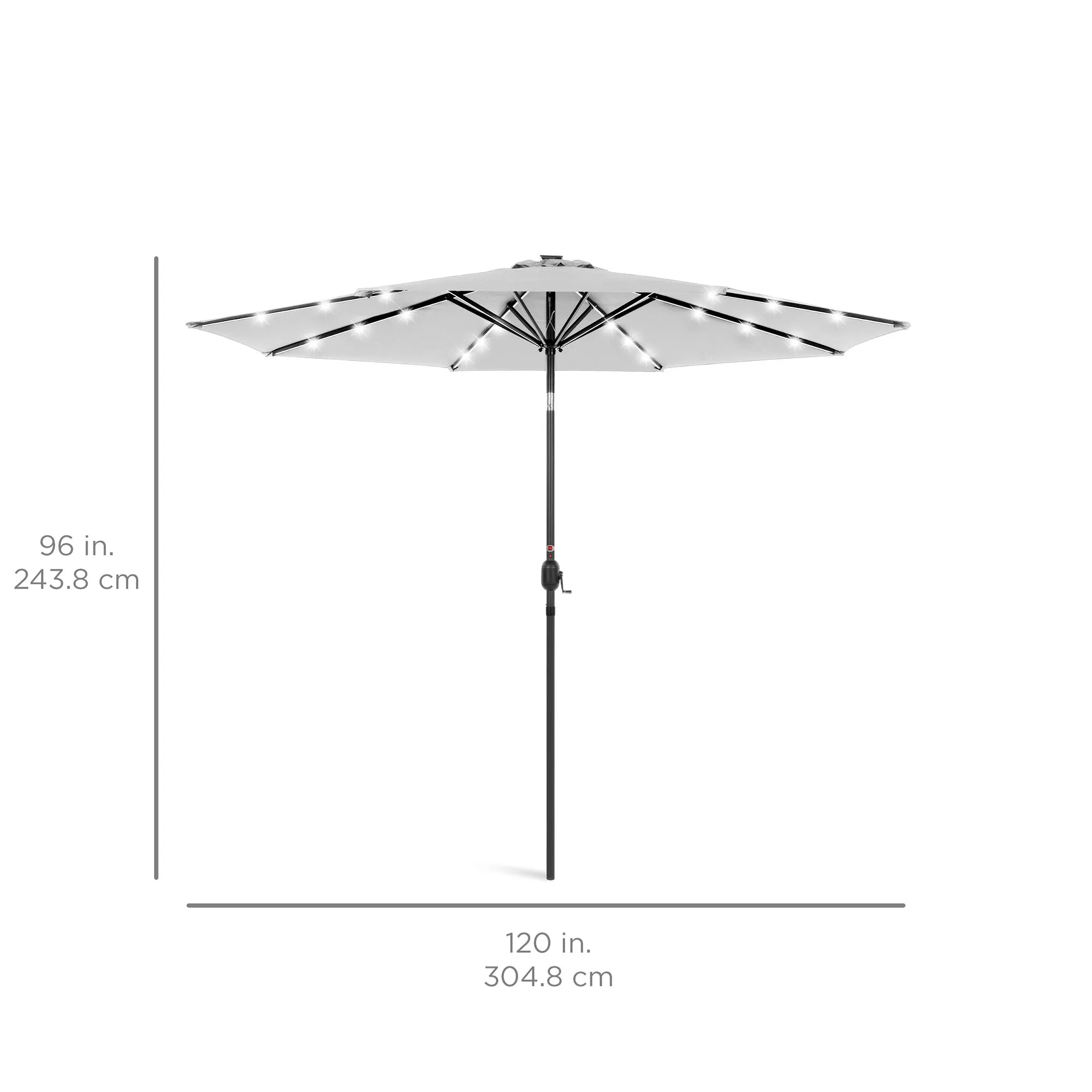 Solar LED Lighted Patio Umbrella w/ Tilt Adjustment, UV-Resistant- 10ft