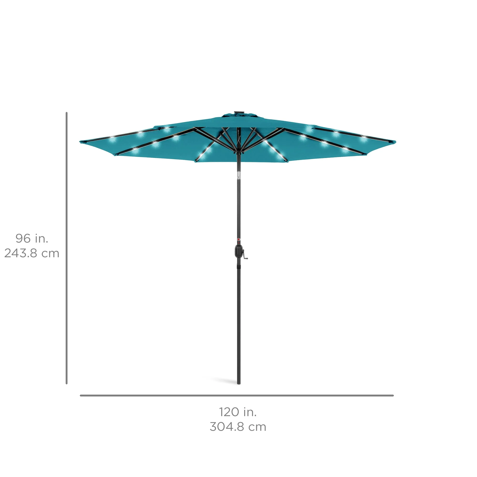 Solar LED Lighted Patio Umbrella w/ Tilt Adjustment, UV-Resistant- 10ft