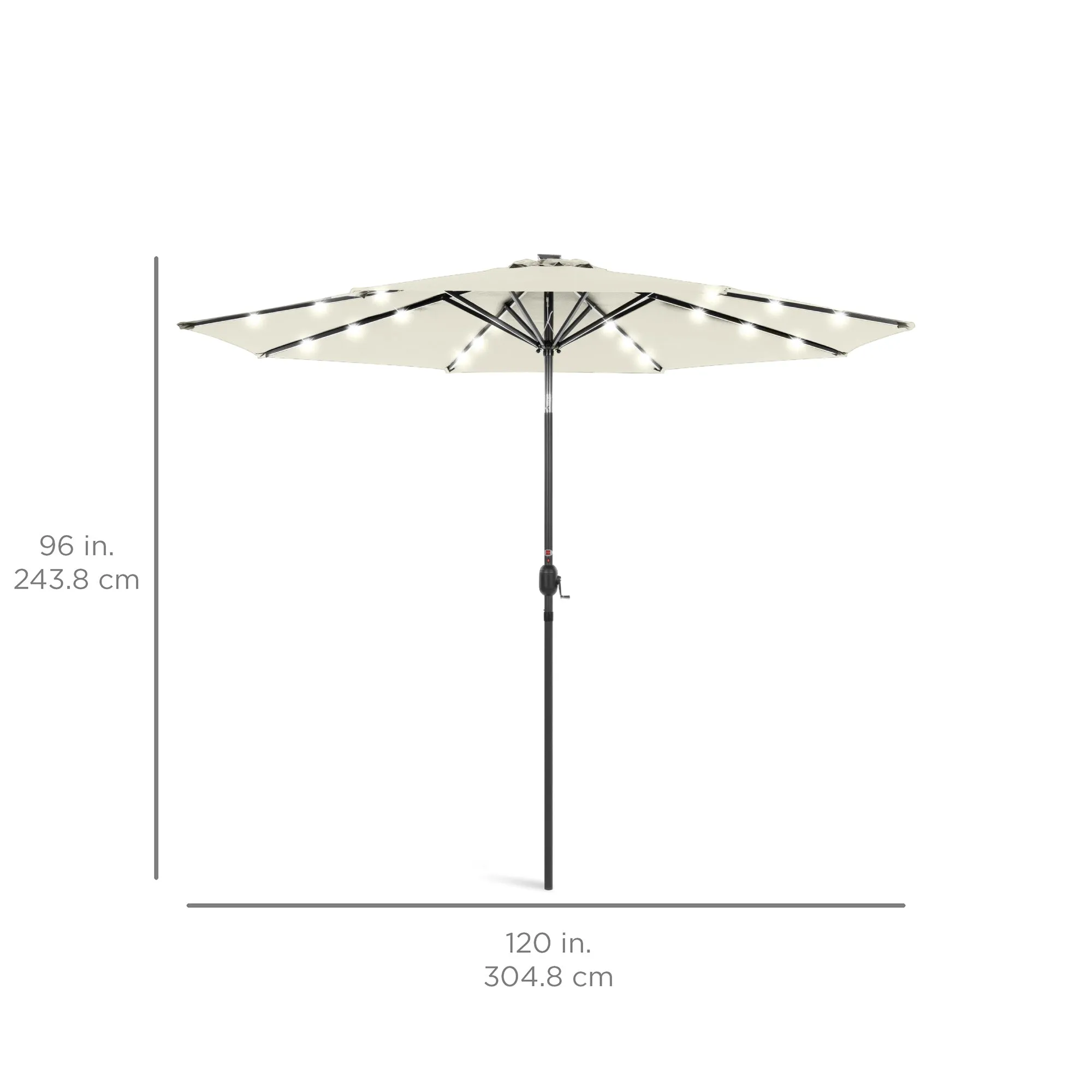 Solar LED Lighted Patio Umbrella w/ Tilt Adjustment, UV-Resistant- 10ft