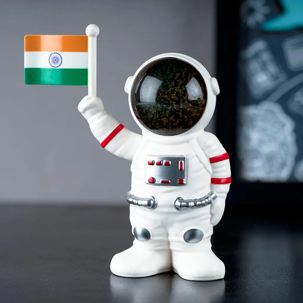 Solar Powered Astronaut Flag Figurine