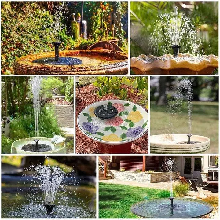 Solar Powered Bird Bath Fountains, Floating Water Fountain Pump with LED Light, Remote Control for Garden, Pool, Pond