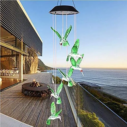 Solar-Powered Dangling Hummingbird Lights