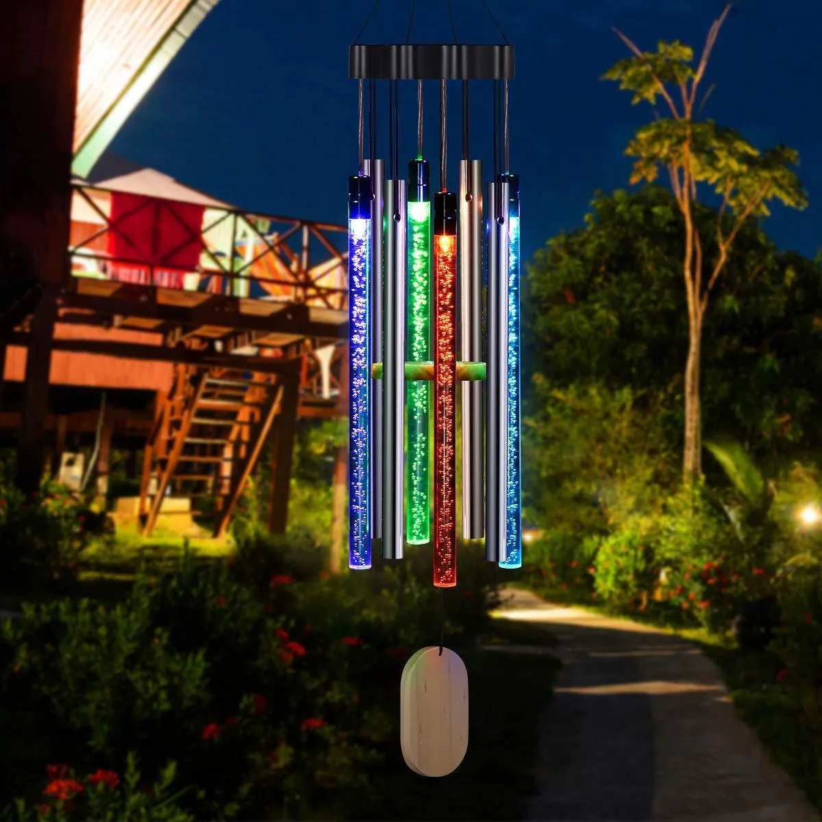 Solar Powered LED Windchimes - Waterproof Wind Chimes for Garden, Patio, Yard and Home Decor