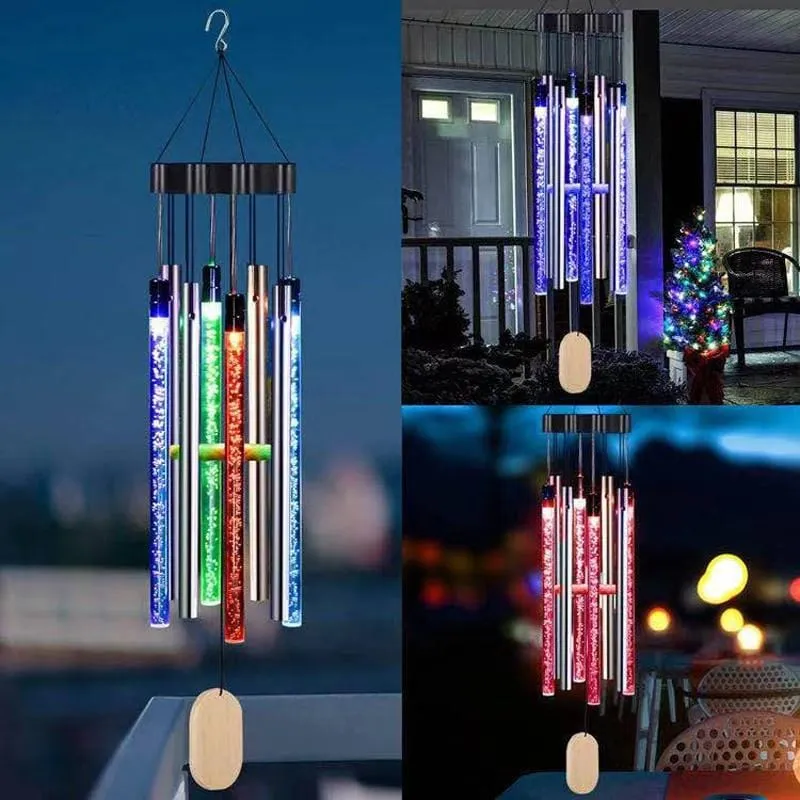 Solar Powered LED Windchimes - Waterproof Wind Chimes for Garden, Patio, Yard and Home Decor