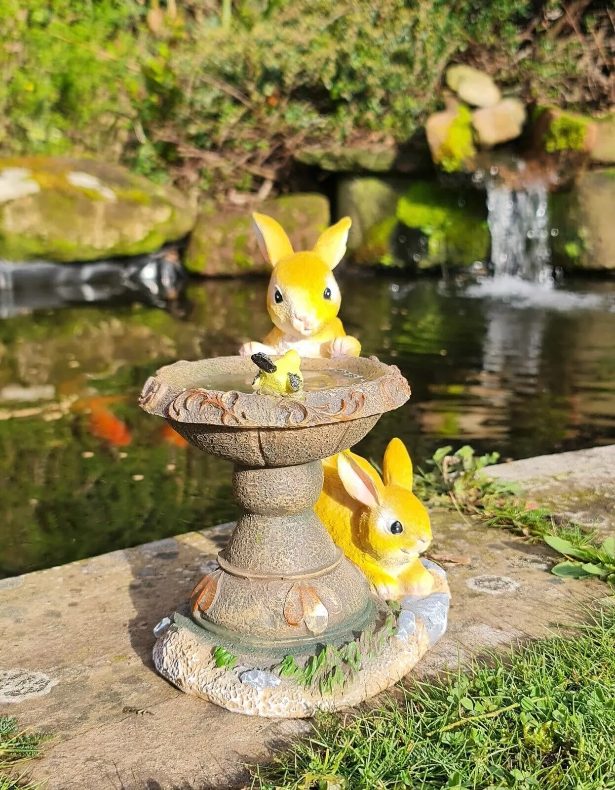 Solar Powered Rabbit Bird Bath