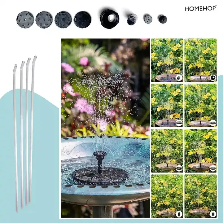 Solar Powered Water Fountain with 8 Nozzles Decorative Floating Pump for Outdoor, Garden Decor, Bird Bath, Pool and Pond