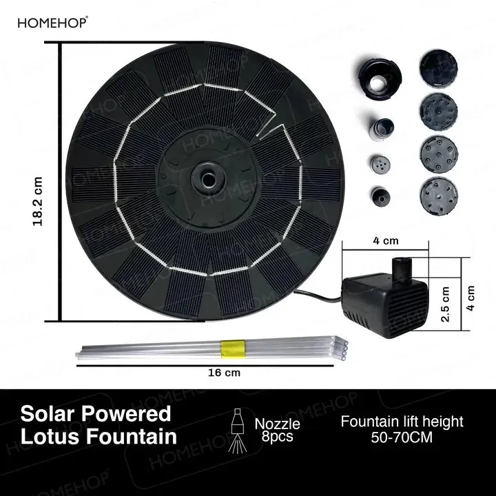 Solar Powered Water Fountain with 8 Nozzles Decorative Floating Pump for Outdoor, Garden Decor, Bird Bath, Pool and Pond