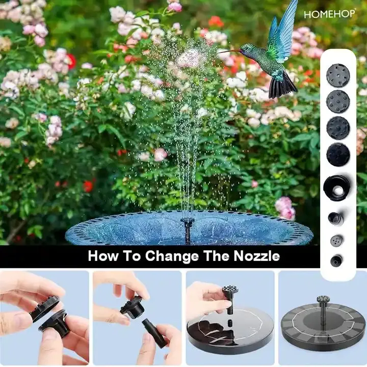 Solar Powered Water Fountain with 8 Nozzles Decorative Floating Pump for Outdoor, Garden Decor, Bird Bath, Pool and Pond