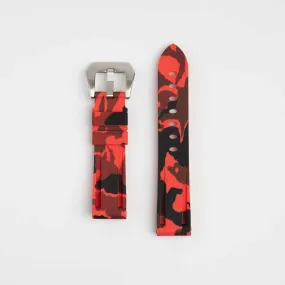 Submerge Camo Silicone Red Watch Strap