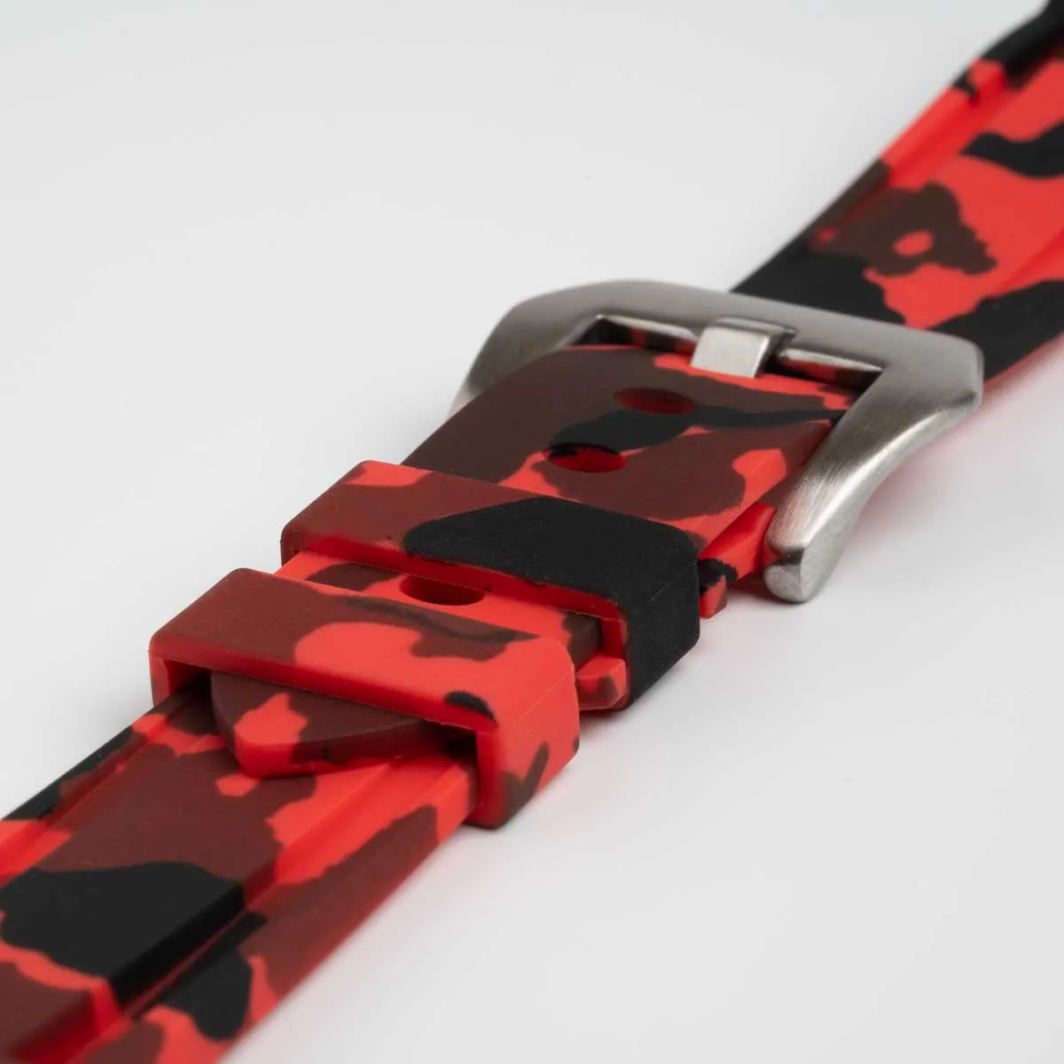 Submerge Camo Silicone Red Watch Strap