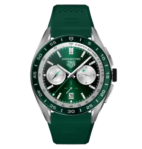 TAG Heuer Connected Calibre E4 Watch with Green Rubber Strap