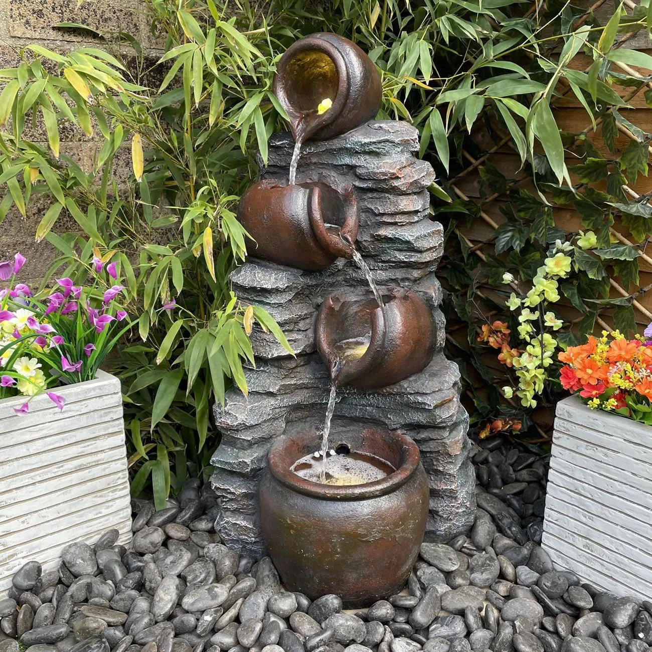 Tranquility Mini 4 Pots on Stone Water Feature