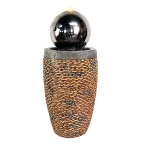 Tranquility Stainless Steel Sphere & Pebble Column Water Feature