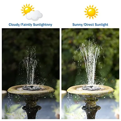 TRIDEO Solar Bird Bath Fountain Pump, Upgrade Solar Fountain with 5 Nozzle, Free Standing Floating Solar Powered Water Fountain Pump for Bird Bath, Garden, Pond, Pool, Outdoor_SA020