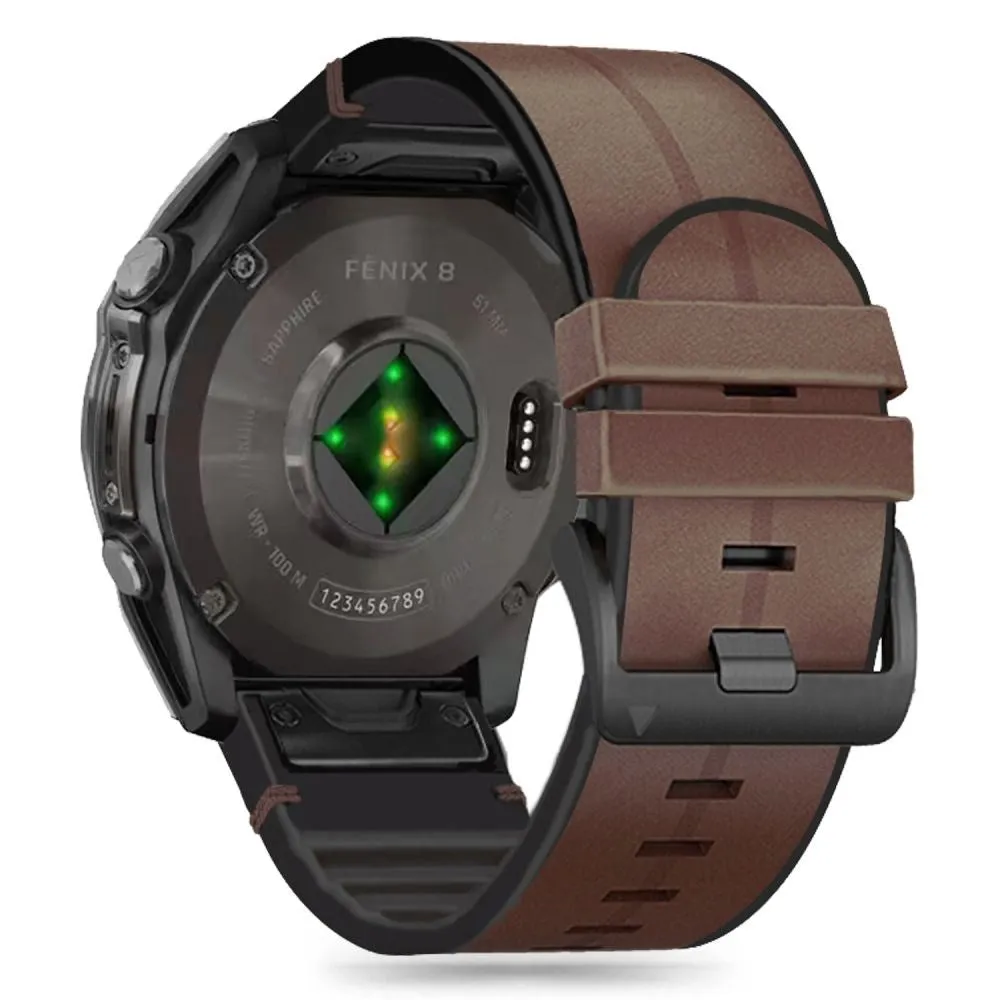 Universal Garmin 22mm QuickFit Rem Tech-Protect Læder Belagt Silikone Rem - Brun