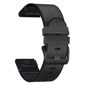 Universal Garmin 26mm QuickFit Rem Tech-Protect Læder Belagt Silikone Rem - Sort