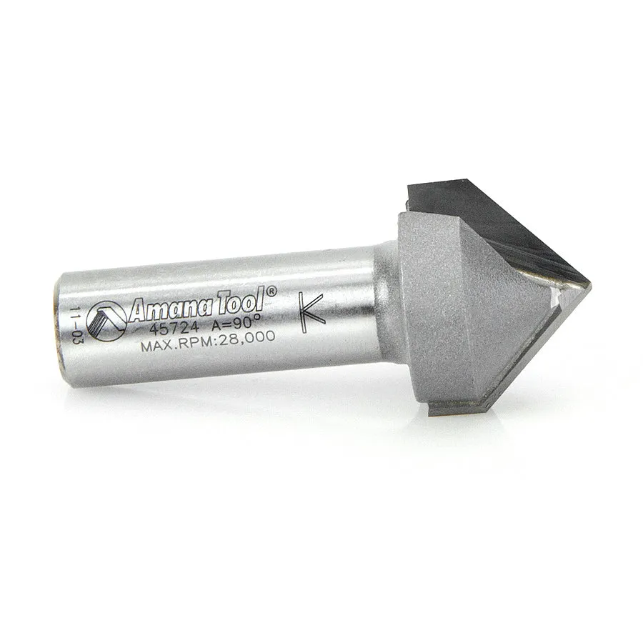 V Groove Router Bit | 90°x 1" Dia x 5⁄8 x 1⁄2 Shank | 45724 | 738685857243