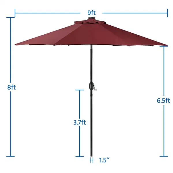 Yaheetech 9FT Solar Powered Patio Umbrella