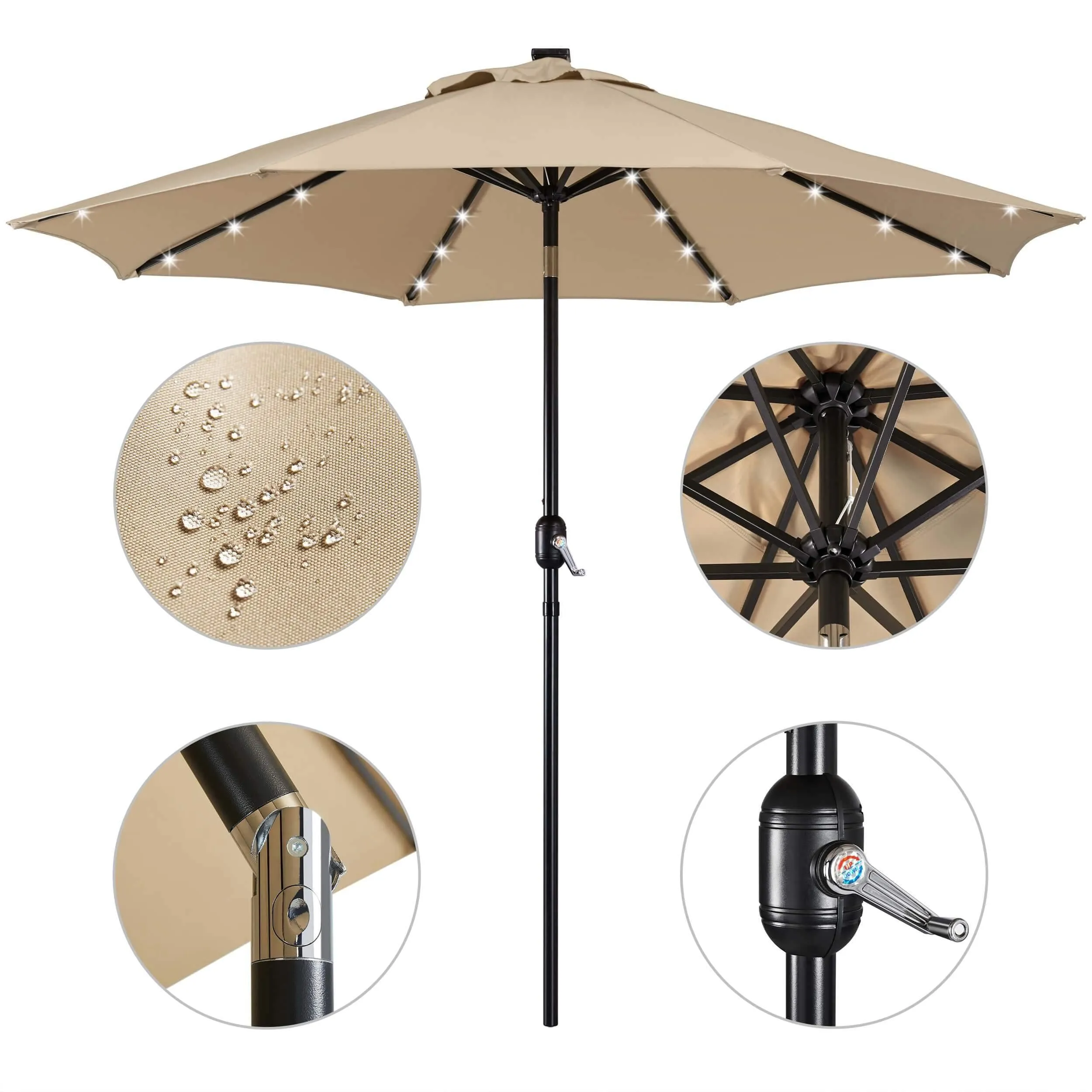 Yaheetech 9FT Solar Powered Patio Umbrella